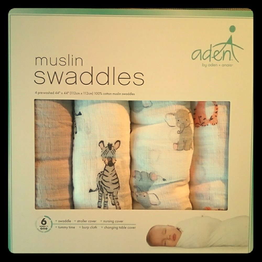 Four Aden & Anais muslin swaddles NIB